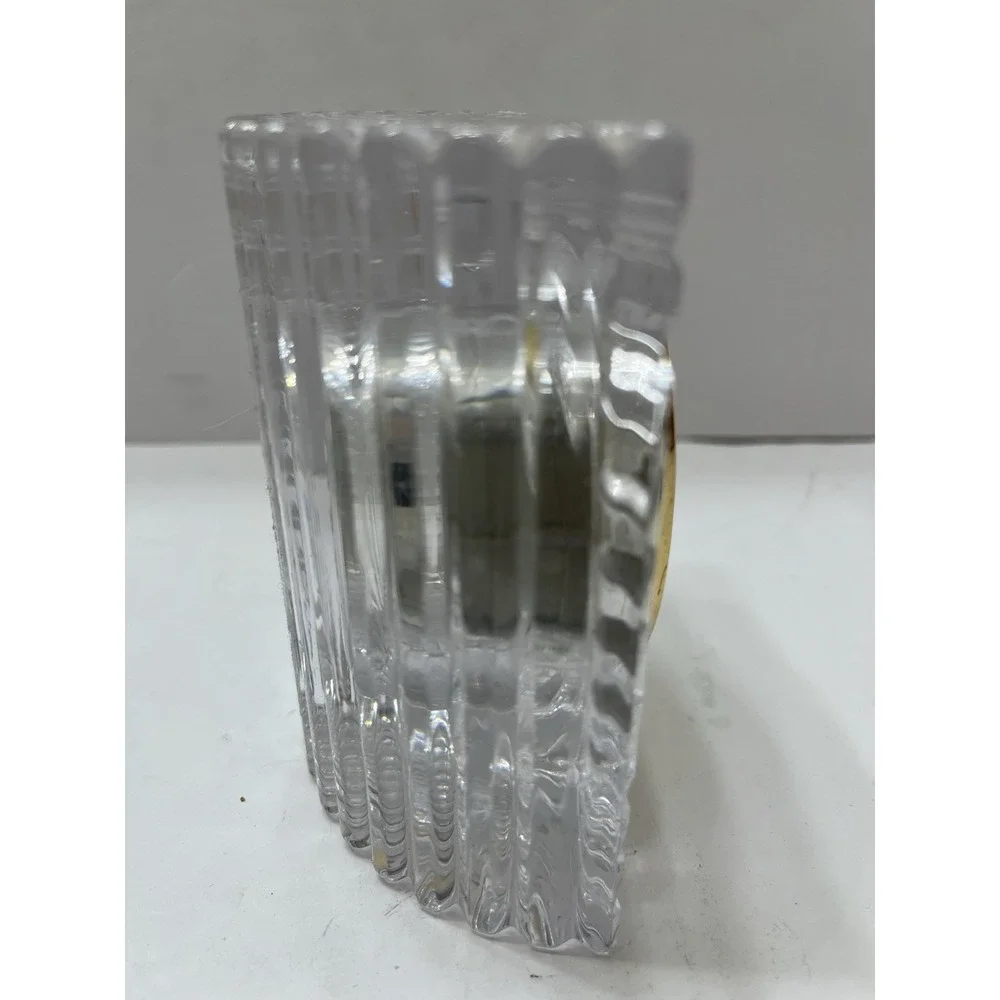 Vintage Mikasa Illusions Lead Crystal Desk Clock Square Diamond Pattern 4.25x4